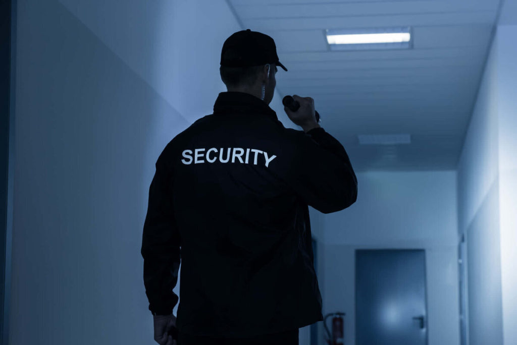 Security Officer inspecting a crisis site