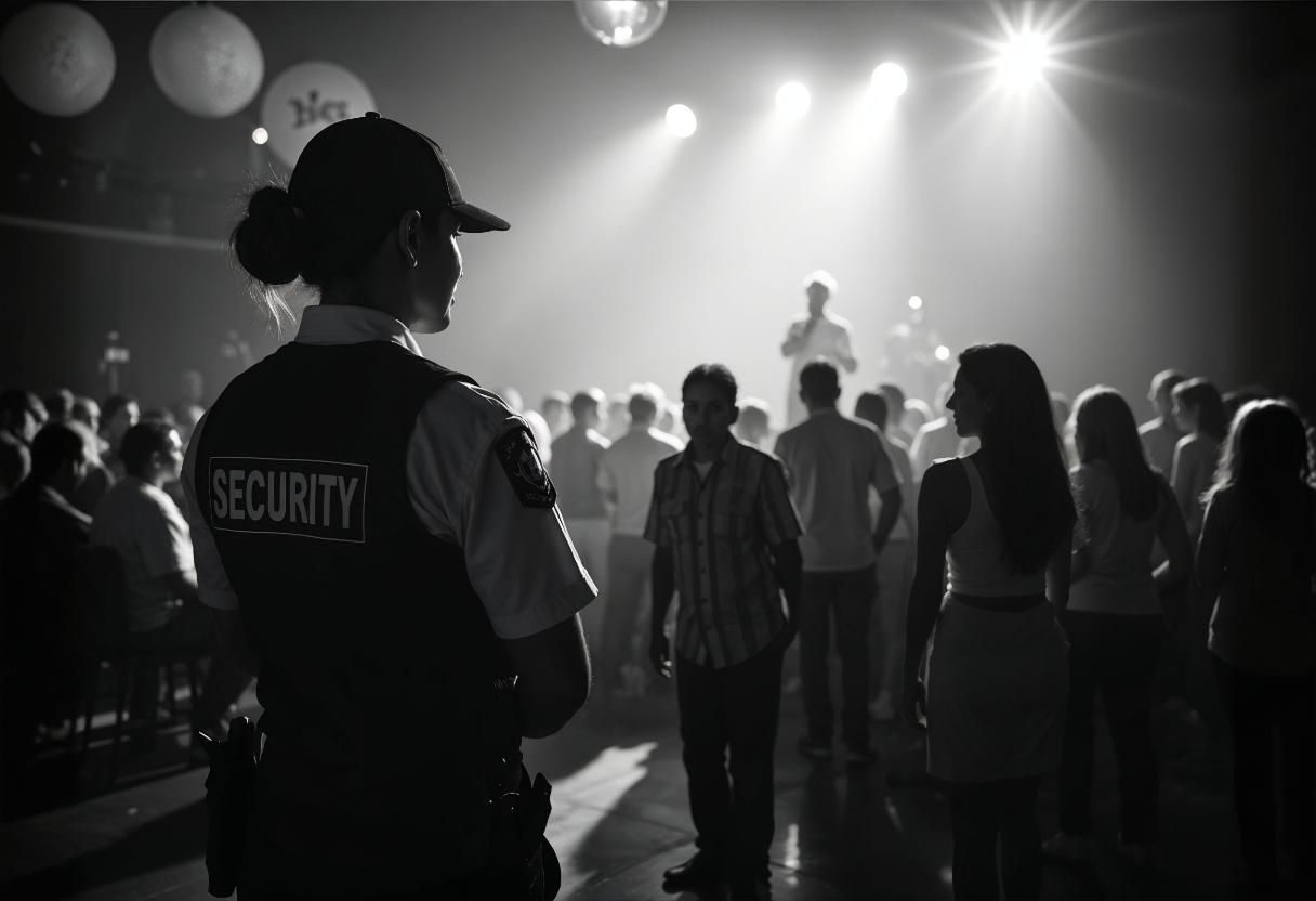 Female security personnel at an event