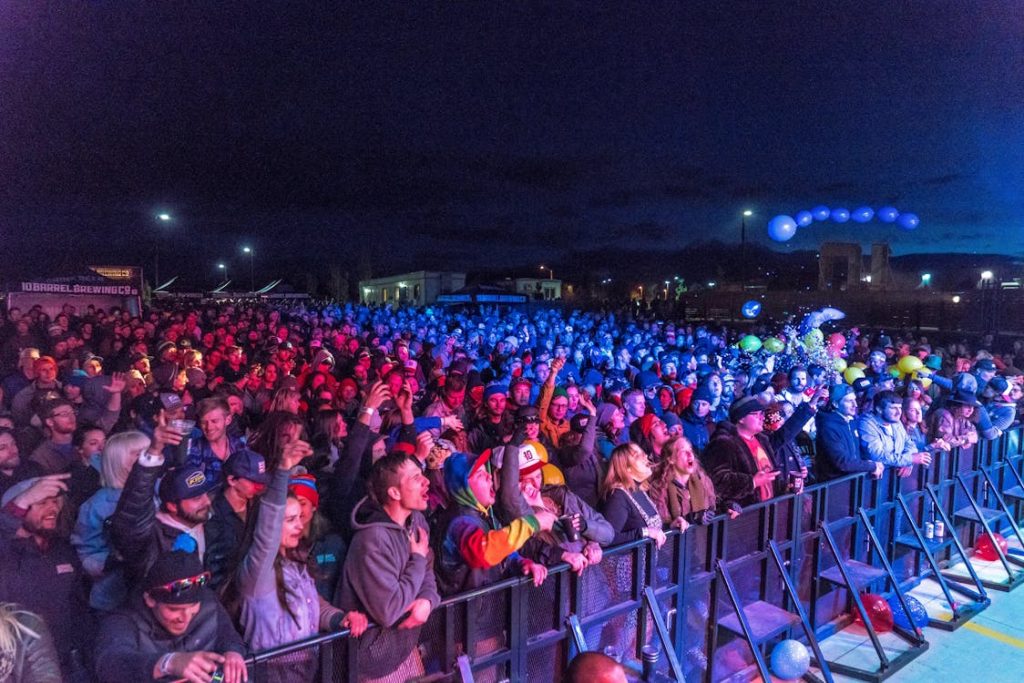 Image of an excited crowd near barriers