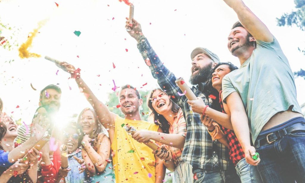 Glimpse of an excited group of friends from freshers' week