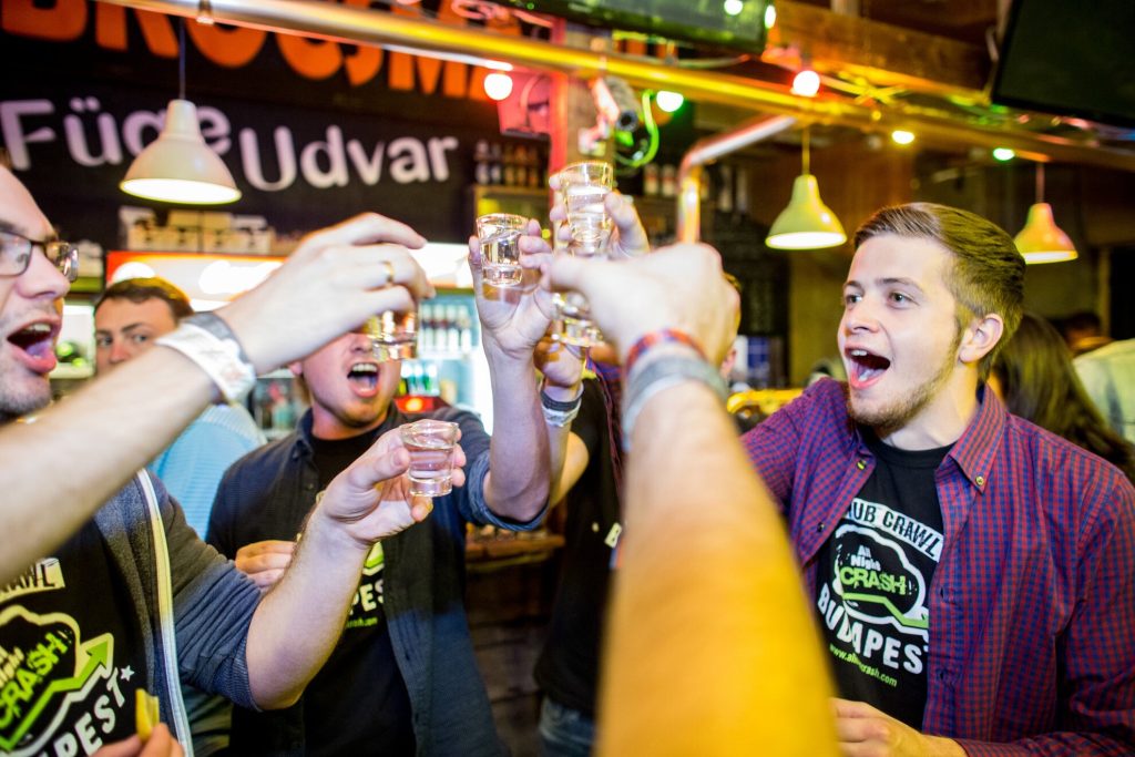 A group of freshers enjoying pub crawls