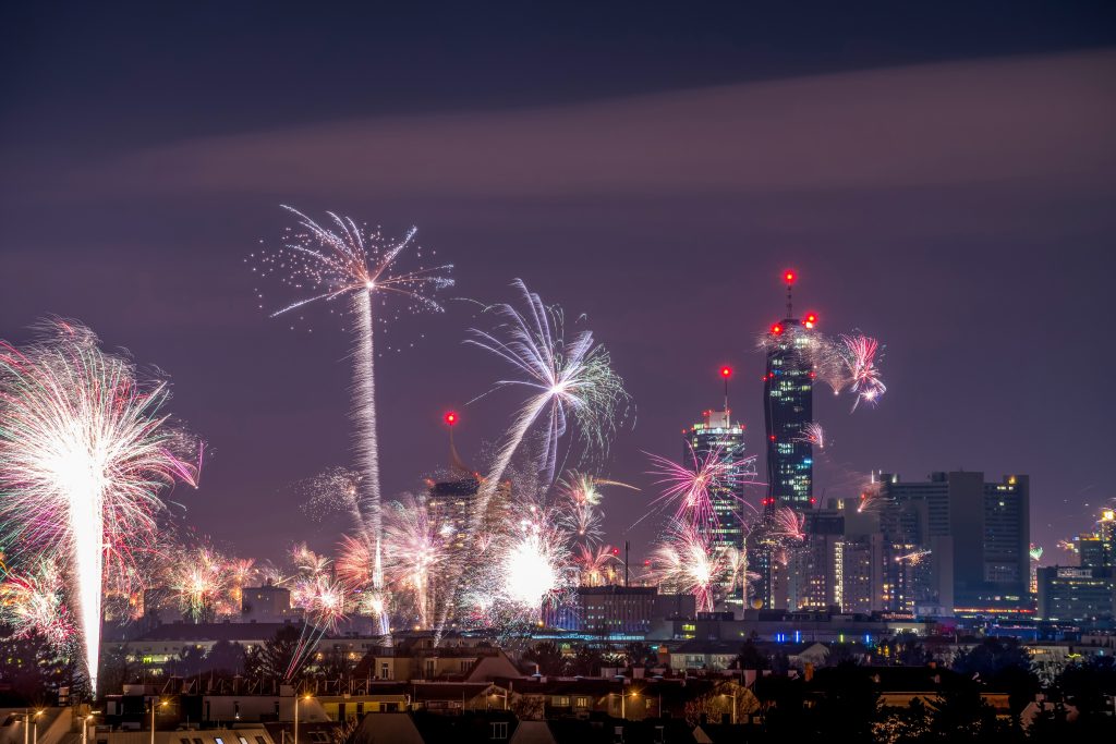 New Year's Eve celebrations with fireworks.